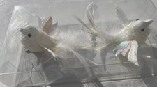 2 White Fairy Dove Tree Decoration Christmas Table Bird Clip-On