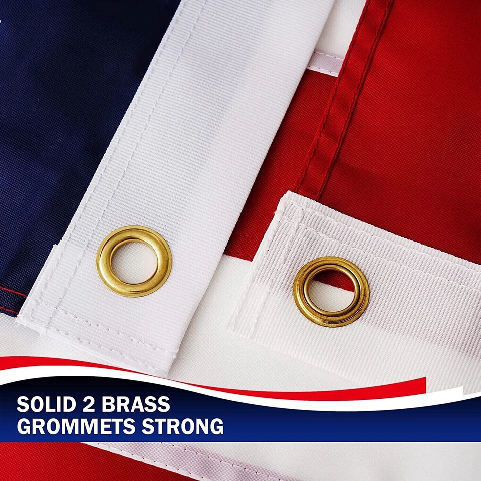 US American Flag Heavy Duty Luxury Embroidered Stars Sewn Stripes Grommets Nylon - Image 4 of 4