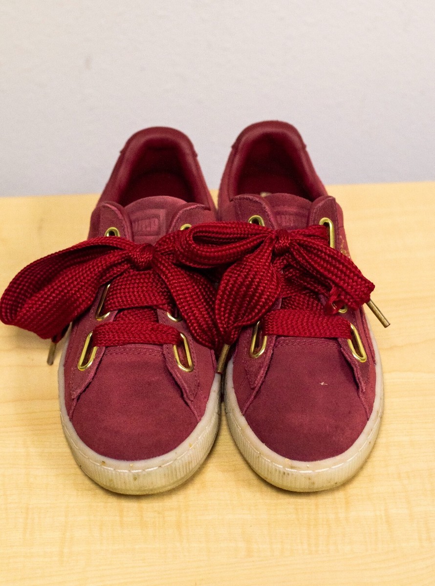 Size 8 Womens - PUMA Suede Heart Celebrate - Red Dahlia Walking