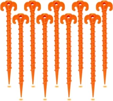 Spiral Plastic Tent Stakes 15 Pack - 10 Inch Heavy Duty Beach Tent Pegs Canopy S