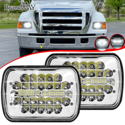 For Ford Super Duty Truck F550 F600 F650 F700 F750 7X6 5x7'' LED Headlights Hi/Lo
