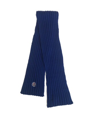 Moncler Wool Scarf Unisex - Navy Blue Knit Winter Scarf Big Logo