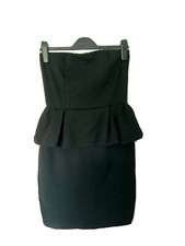 Mango Kate Bandaeu Peplum Bodycon Dress Size M Black