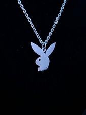 Playboy Bunny Necklace - Silver Plated - 22 C...