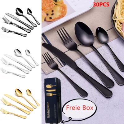 Edelstahl Rostfrei 30-tlg Besteck Set Essbesteck für 6 Personen Tafelbesteck Neu