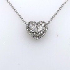 10k White Gold 0.45 CT Diamond Heart Pendant Necklace, 2.4gm, S15601