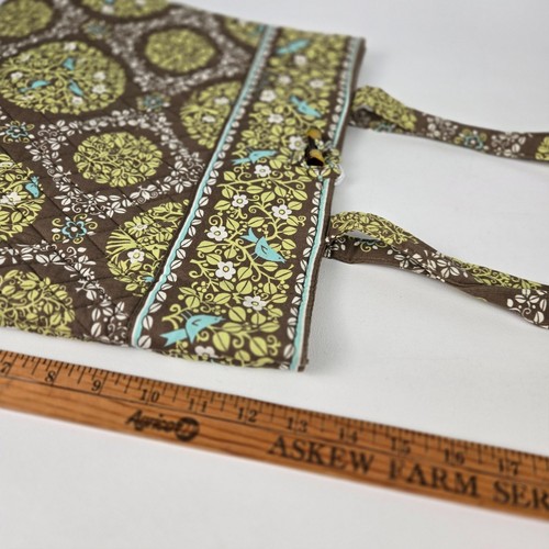 Vera Bradley braun & grün gesteppte Beuteltasche mit Bluebird "Sittin In A Tree" Pat - Bild 6 von 7