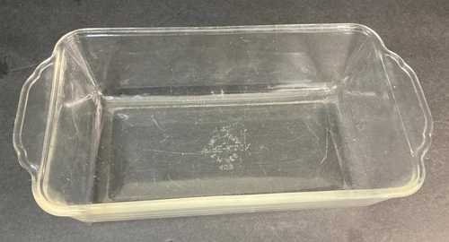 Vintage Fire King Anchor Hocking #409 Clear Glass 1 qt. Baking Loaf Dish Pan