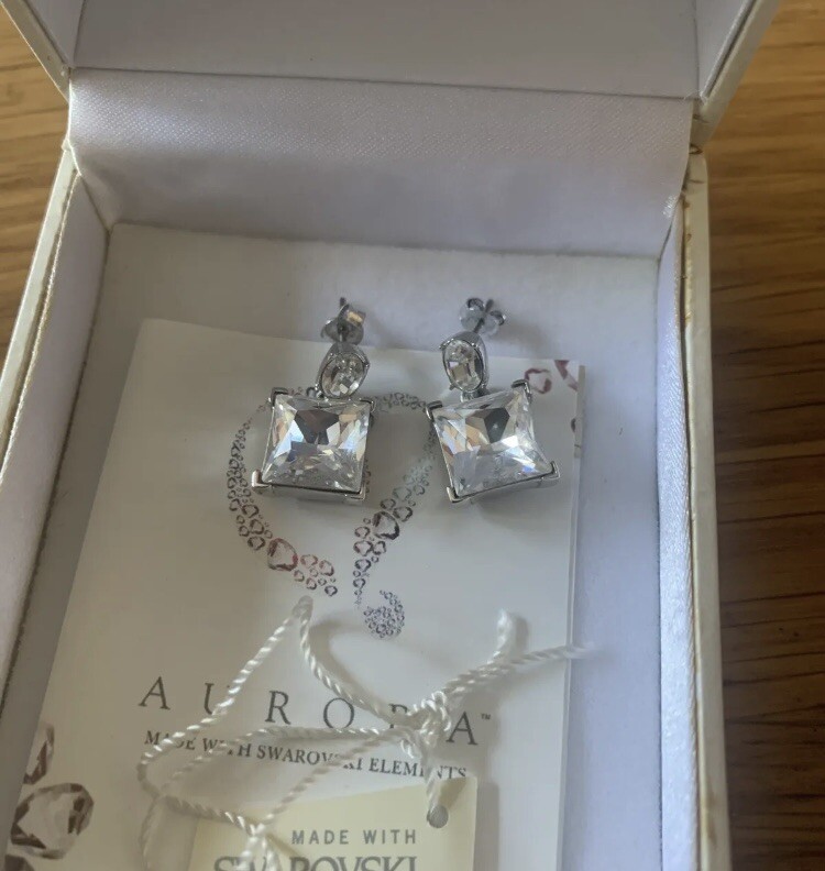 QVC Aurora square crystal earrings UK