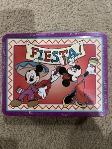 Mickey & Minnie Disney Lunchbox Fiesta Teal Gold Petina 1999 Vintage