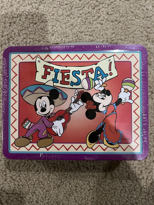 Mickey & Minnie Disney Lunchbox Fiesta Teal Gold Petina 1999 Vintage