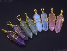 Colliers avec pendentif Hexagonal en or, pierres précieuses naturelles,...