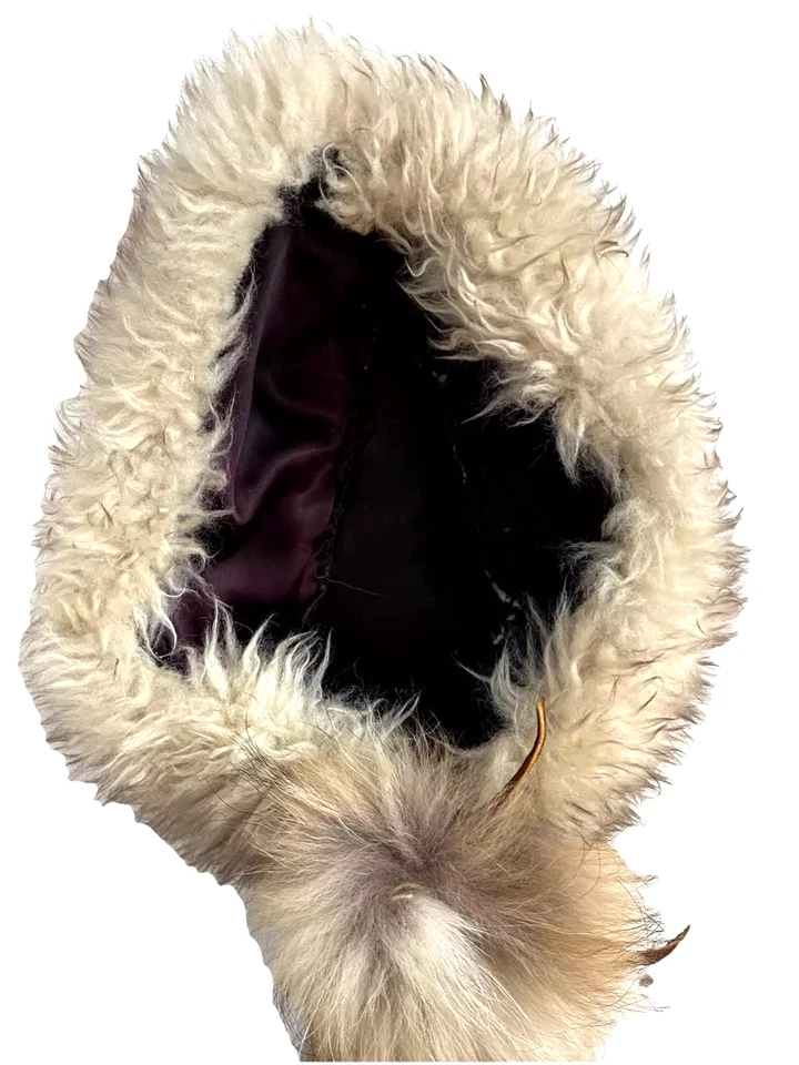 Sombrero de supervivencia de piel genuina Mountain Man/sombrero de trampero con cola de zorro genuina, forrado Foto 4 de 4