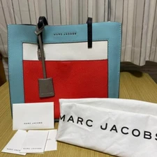 Marc Jacobs Grind Leather Tote Baby Blue Red White Colorblock used