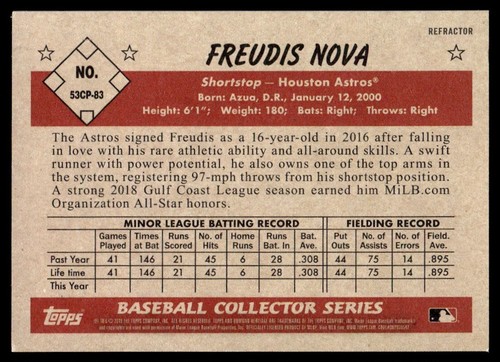2019 Bowman Heritage chrome réfracteur Freudis Nova /199 #83 - Photo 2 sur 2