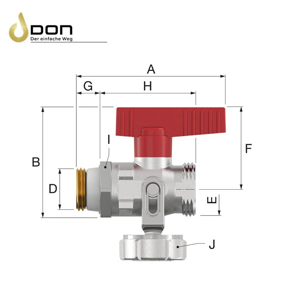 KFE-Kugelhahn Simplex 1/2" vernickelt Selbstdichtentend m. Schlauchverschraubung - Bild 2 von 4