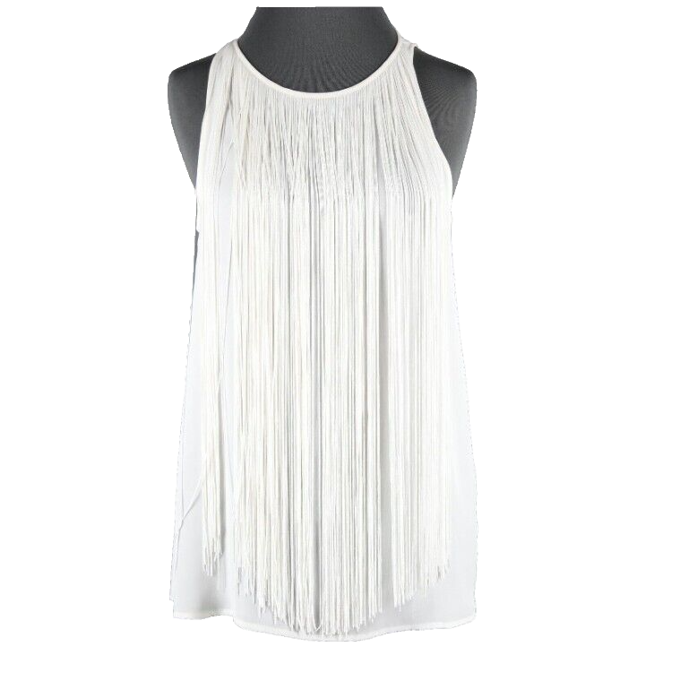 Theory Montien NEW $245 Sz S Ivory White Long All Fringe