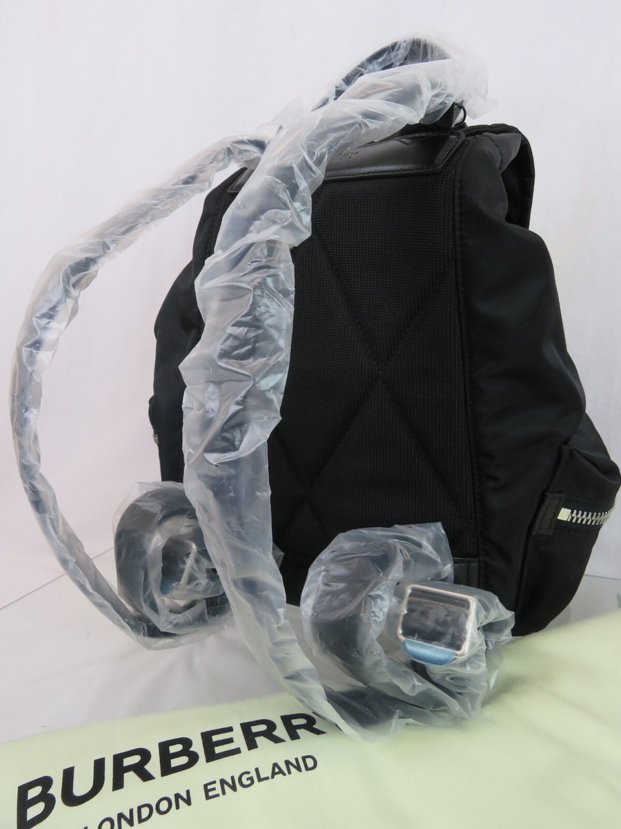 NWT BURBERRY RUCKSACK BLACK NYLON BUCKLE LEATHER BACKPACK