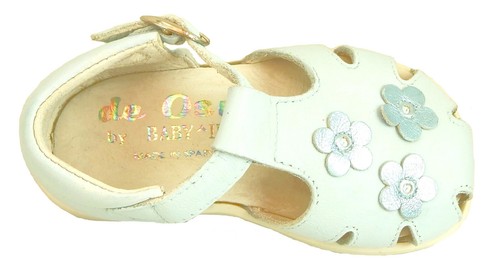 DE OSU - Spanien - Baby Mädchen blaue Leder Blumen Sandalen - europäische Schuhe 19 - Größe 4 - Bild 3 von 5
