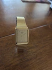 Vintage Seiko Slim Tank Quartz Men Golden Face Dress Watch-Free Shipping