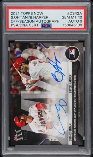 Shohei Ohtani Bryce Harper MVPs Topps 2021 Topps Now Off-Season Auto PSA 10 /99