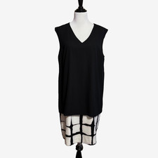 Adam Lippes Target Double Layer Checkered Black White Dress Women Size XL