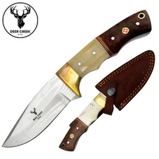 DC 011 8" Deer Creek Bovine Bone& Rosewood Handle Hunting Knife with Leather She