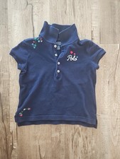 Polo Ralph Lauren Collared Embroidered Floral Pique Polo Top Navy Blue Size 4/4T