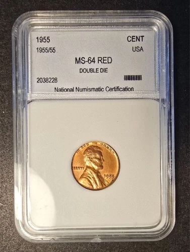 1955/55 1C Double Die Uncirculated Error RED!!!!