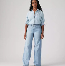 Sale Levi's 318 Shaping Wide Leg Women's Jeans, Tall Glass Of Water - Light Was