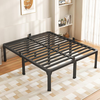14'' King Size Bed Frame with Noise-Free Steel Slats - Easy Assembly, No Box Spri