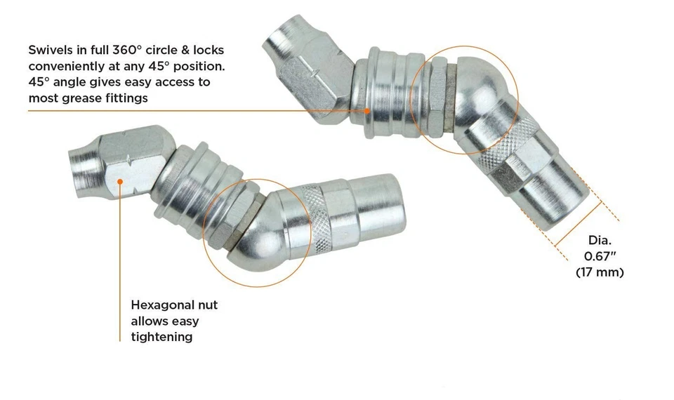 Zinc-Plated Swiveling Grease Coupler - 3-Jaw Design for Effective Lubrication - Image 4 of 4