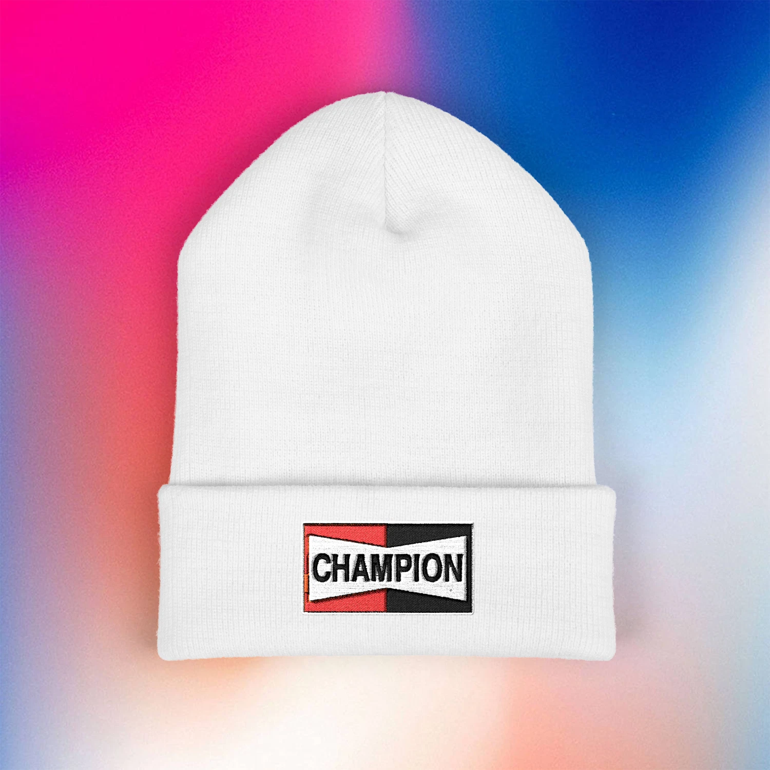 Champion Spark Plug Adult Winter White Classic Beanie Hat