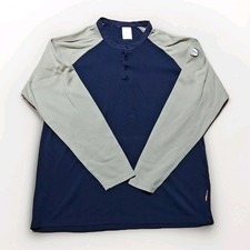 Rasco FR Henley Shirt Two Tone Navy / Khaki Mens XL Flame Resist Workwear Cotton