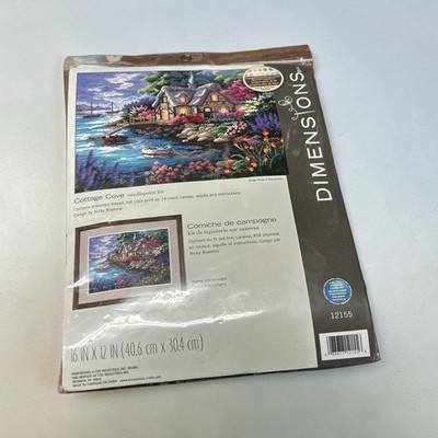 Dimensions Sunset Needlepoint Kit Cottage Cove #12155 16X 12 NOS 14 Mesh 2021