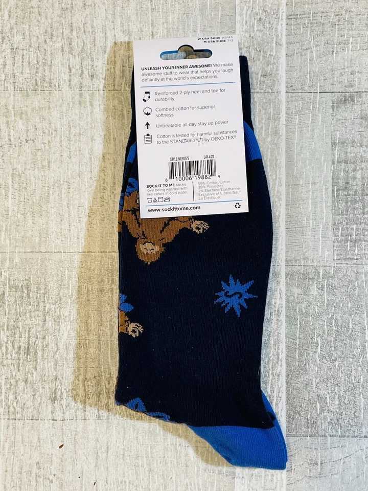 Calcetines Sock It To Me para Hombres Azul Talla 7-13 Meditación Pie Grande NUEVO en Paquete Foto 2 de 4