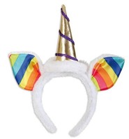Fasching KostüM ZubehöR Haarreif Mit Regenbogen Ohren Und Einhorn Horn