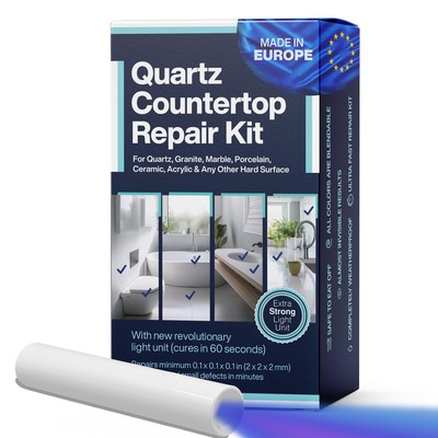 Quartz Countertop Repair Kit DIY (Clear, White Acrylic & Dark White Color) - ...