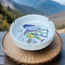 VTG ORANGE BEACH ALABAMA SWORDFISH CERAMIC  ASHTRAY 5 Inches Wide