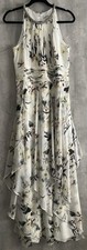 Calvin Klein Women LongMaxi Chiffon Sleeveless Tiered Bead Halter Neck Gown S12