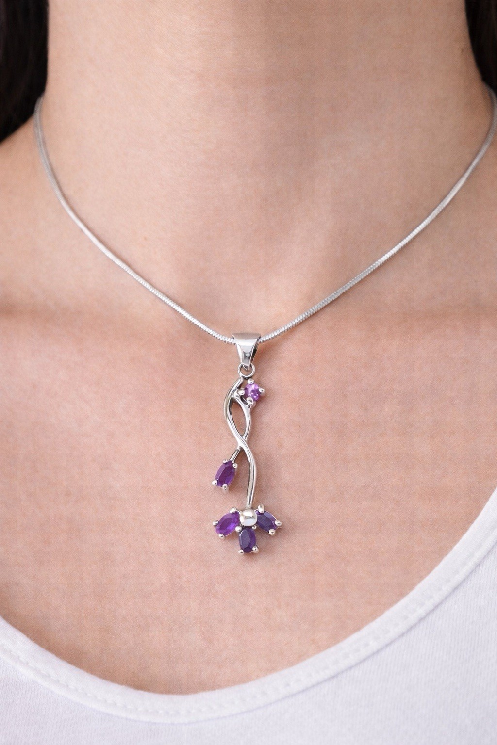 Vintage 925 Sterling Silver Ruby Collar Pendant N… - image 2