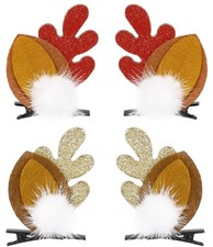 Christmas Hair Clips for Women Girls Reindeer Antlers Clips Xmas Deer Ears Cu...