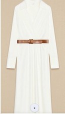  69 NWT ZARA ECRU SATIN EFFECT MIDI DRESS WITH BELT SIZE SMALL