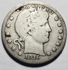 1916-D Circulated Barber Silver Quarter
