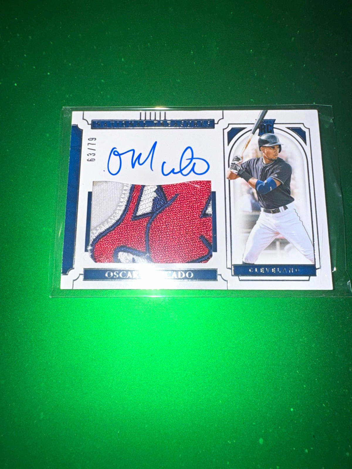 Panini 2019 National Treasures Oscar Mercado Auto Patch #73 Cleveland 63/79