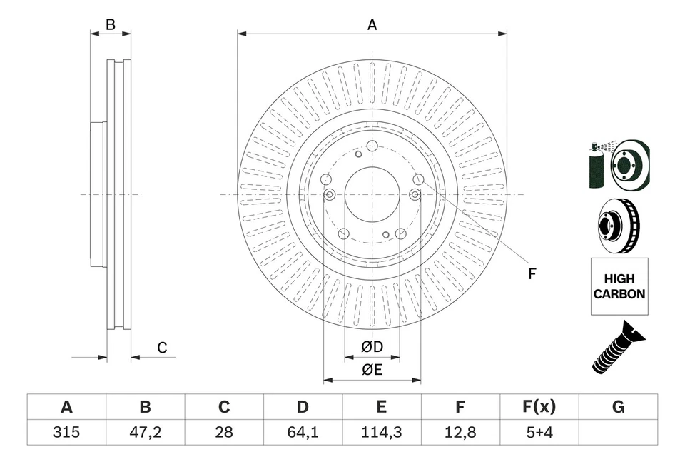 2x BRAKE DISC 0 986 479 F12 FOR HONDA CR-V/IV/SUV N22B4 2.2L N16A4 1.6L 4cyl - Image 2 of 4