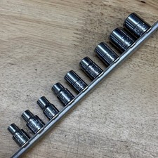 9pc S-K Blackhawk 6pt 1/4” Drive SAE Socket Set 3/16" – 1/2" Snap-on A265 Rail