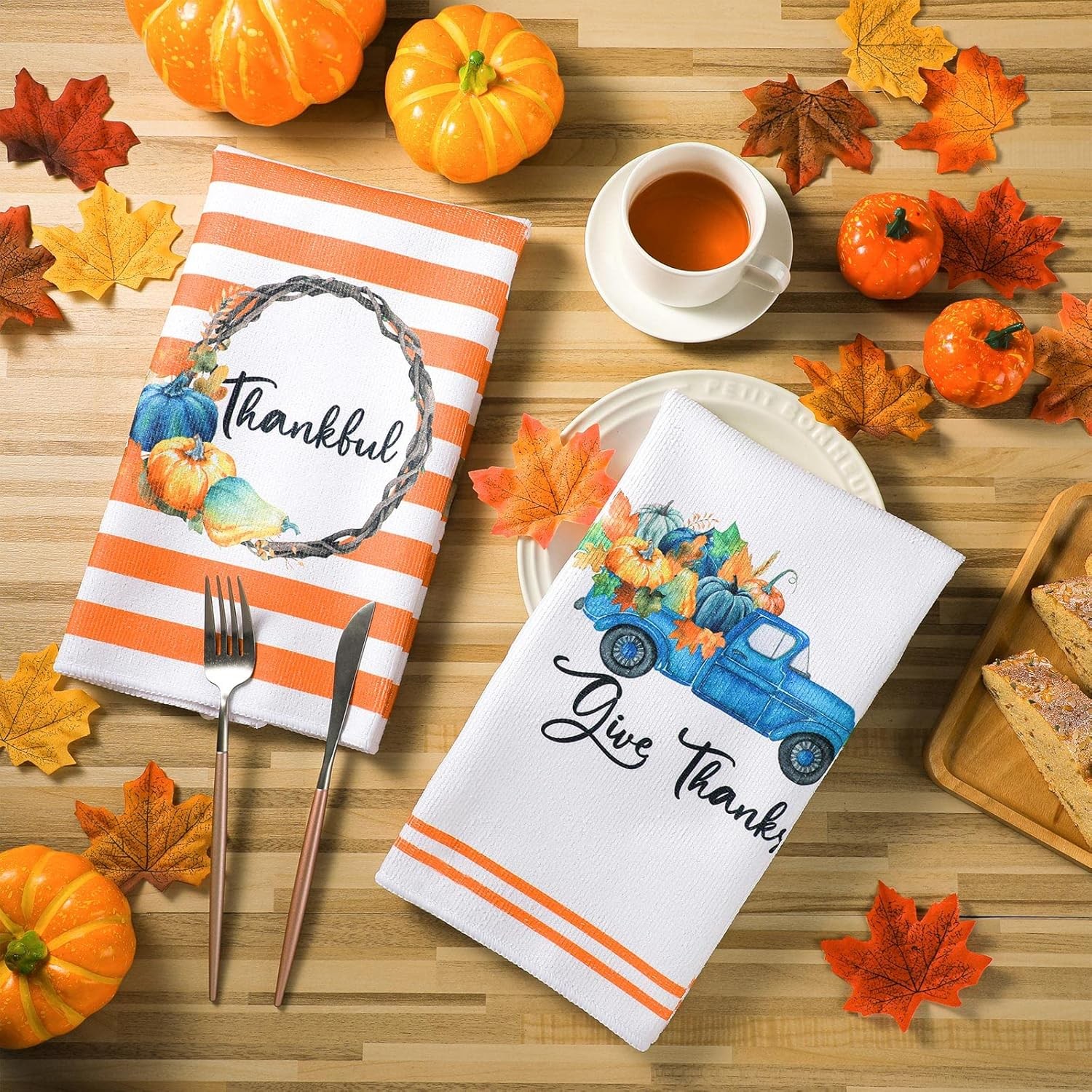 Buryeah 4 Pcs Absorbent Fall Hand Towels Pumpkin Kitchen Large, Novel Style 