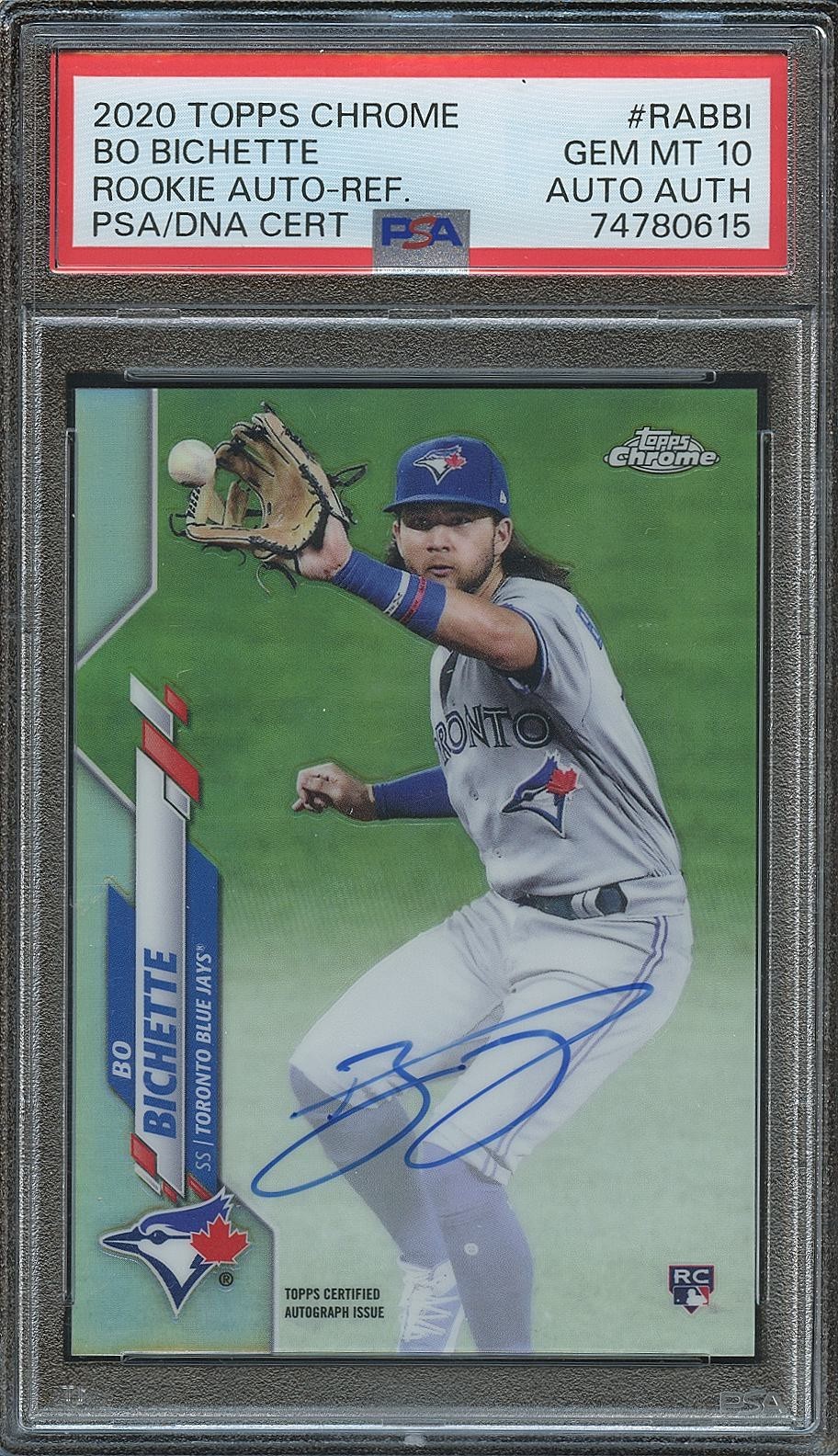 Bo Bichette 2020 Topps Chrome Auto Autograph Ref Rookie Blue Jays /499 PSA 10
