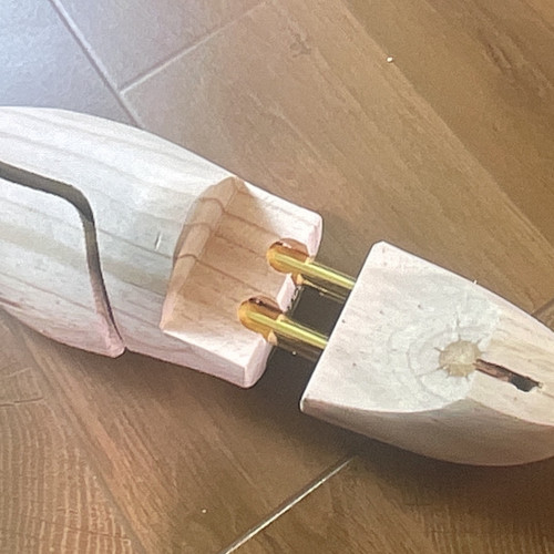 Wood Shoe Tree Pair with Brass Adjustable Rods, Wooden Material Shoe Trees